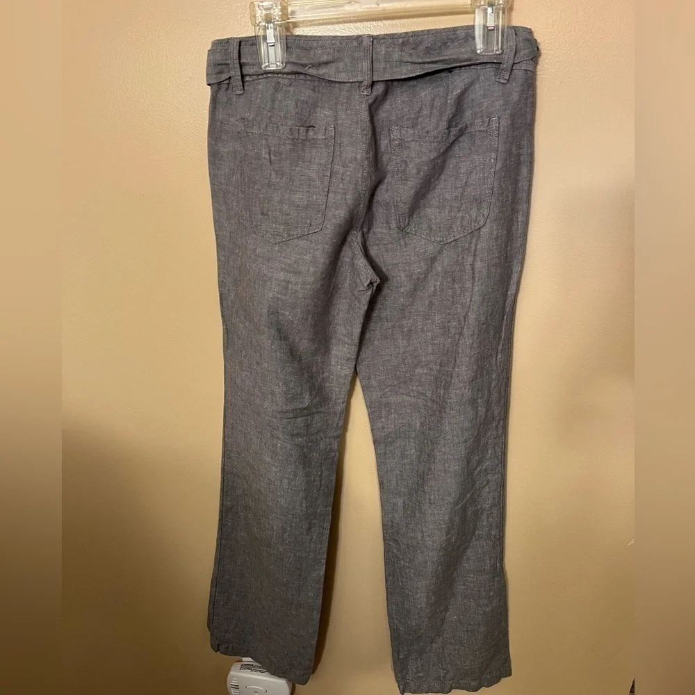 Banana Republic Gray Linen/Cotton Blend Belted Pants Sz 6